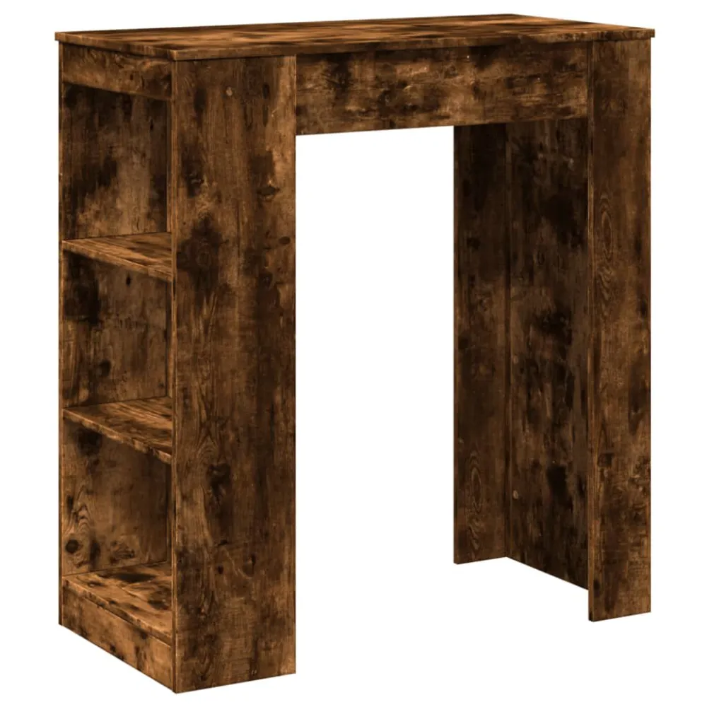 Mesa de bar com prateleiras derivados de madeira carvalho fumado