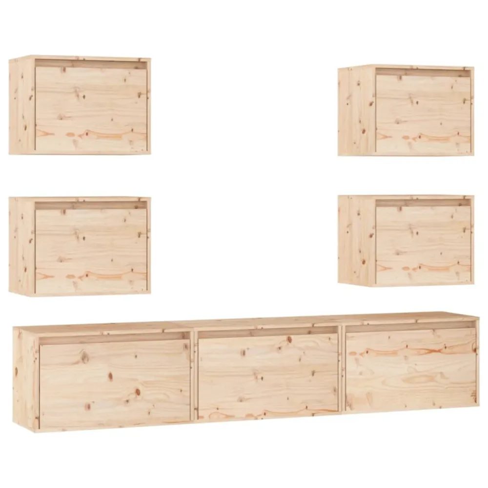 Mesa de Centro Móveis de TV 7 pcs madeira de pinho maciç