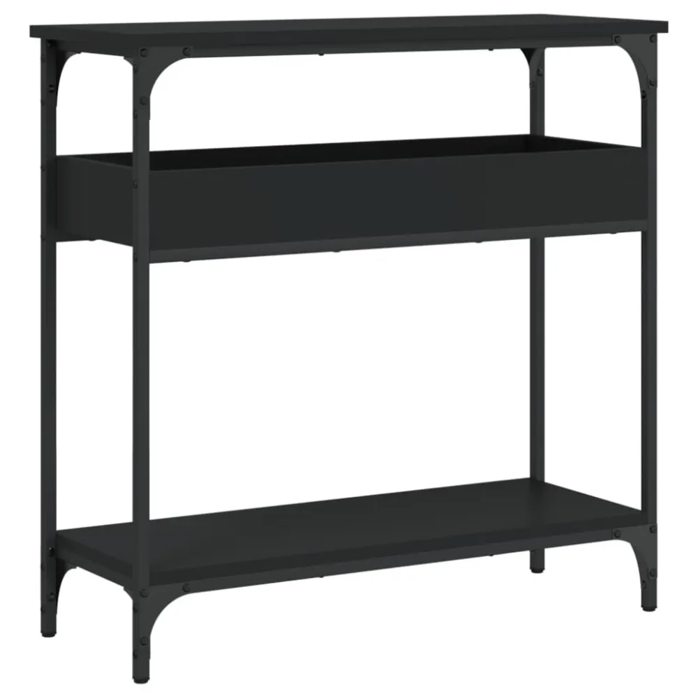 Mesa consola com prateleira 75x29x75 cm derivados madeira preto