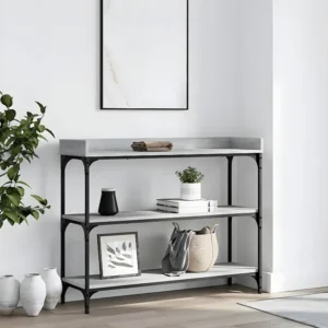 Mesa consola com prateleiras 100x30x80 cm cinzento sonoma