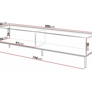 Mesa para TV Charlotte 160, O número de portas: 2, 200x50x40cm
