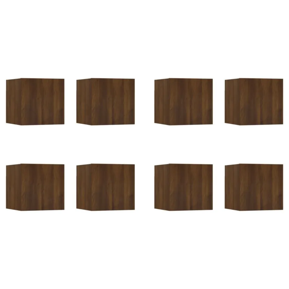 Móveis para TV de parede 8 pcs 30,5x30x30cm cor carvalho castanho