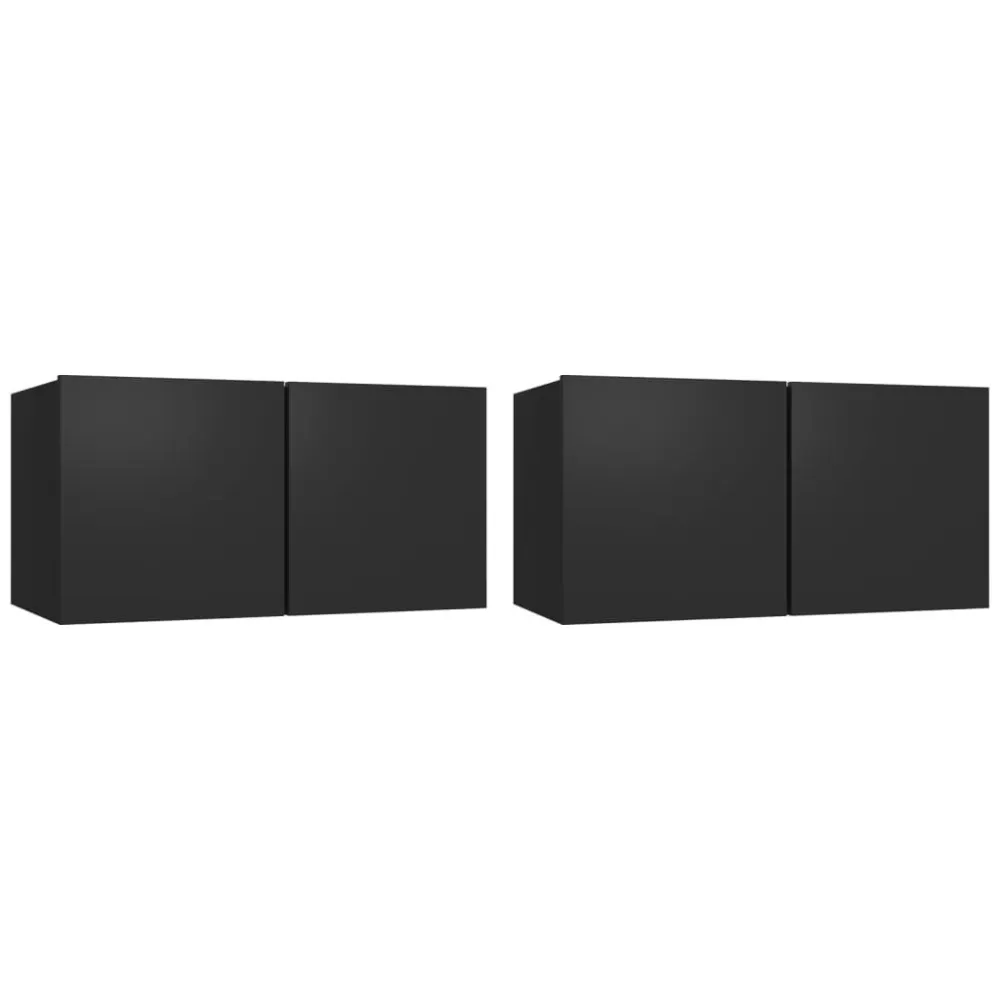Móveis de TV para parede 2 pcs 60x30x30 cm preto