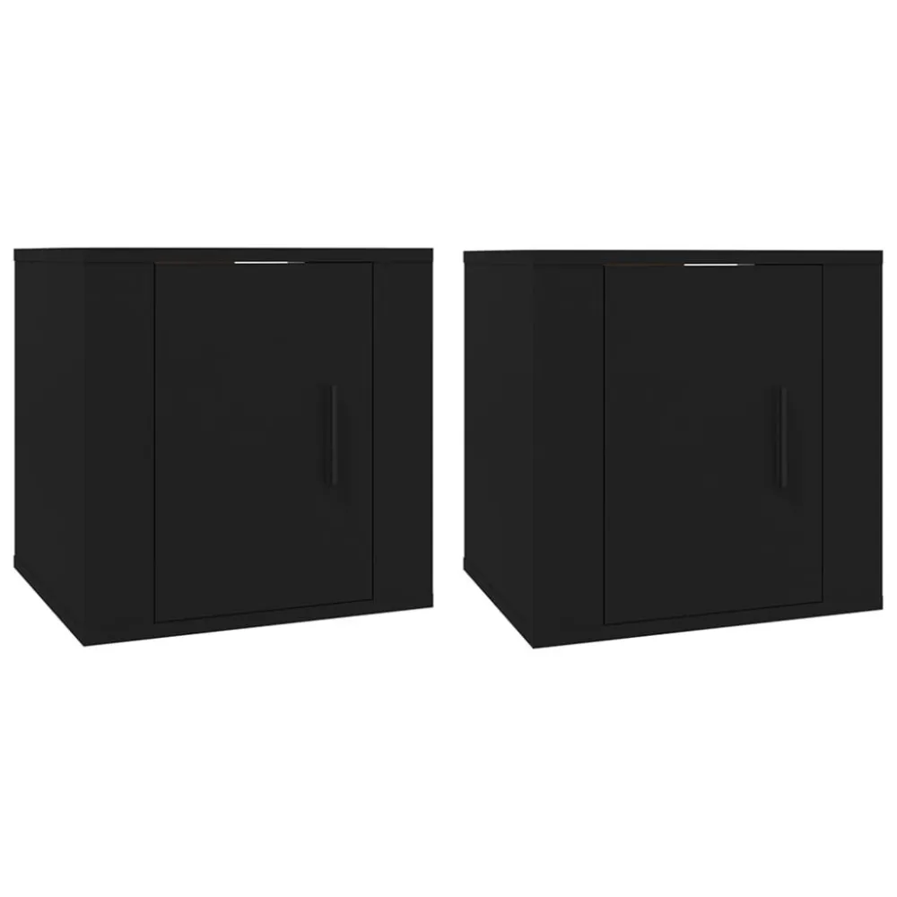 Móveis de TV de parede 2 pcs 40x34,5x40 cm preto Couro Ecológico