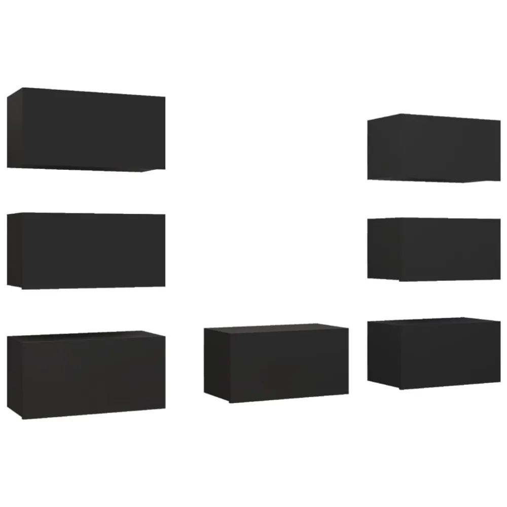 Móveis de TV 7 pcs 30,5x30x60 cm derivados de madeira preto