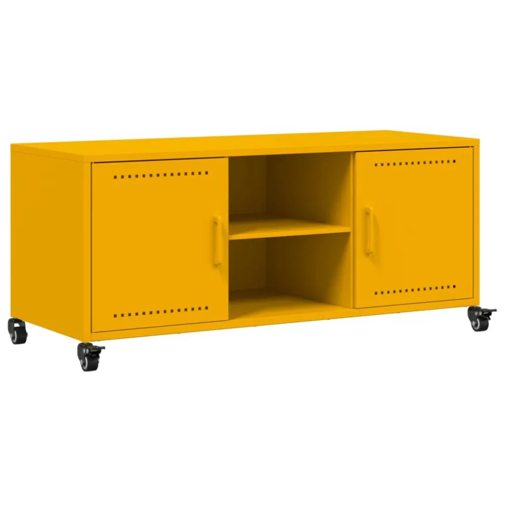 Móvel de TV 100,5x39x43,5 cm ço amarelo mostarda