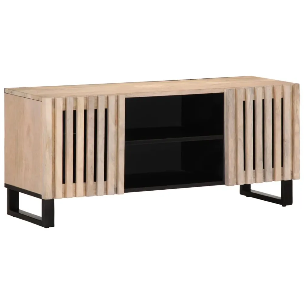 Móvel de TV 105x34x46 cm madeira de mangueira maciç branco