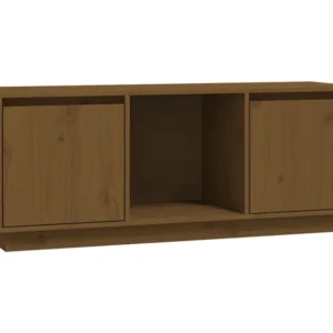 Móvel de TV 110,5x35x44 cm madeira de pinho maciç castanho mel