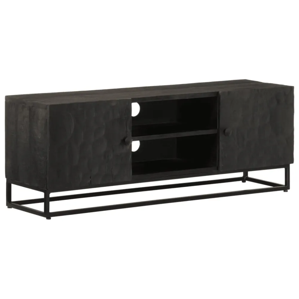 Móvel de TV 110x30x40 cm mangueira maciç e ferro preto