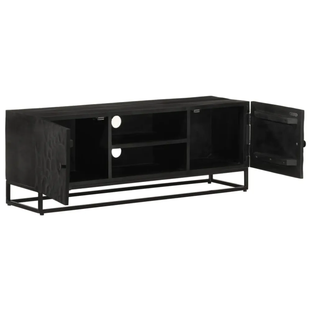 Móvel de TV 110x30x40 cm mangueira maciç e ferro preto