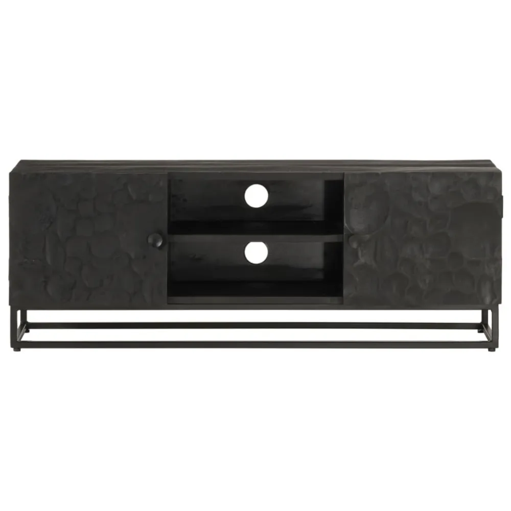 Móvel de TV 110x30x40 cm mangueira maciç e ferro preto