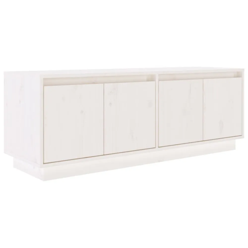 Móvel de TV 110x34x40 cm madeira de pinho maciç branco Compatível com TV de 65"