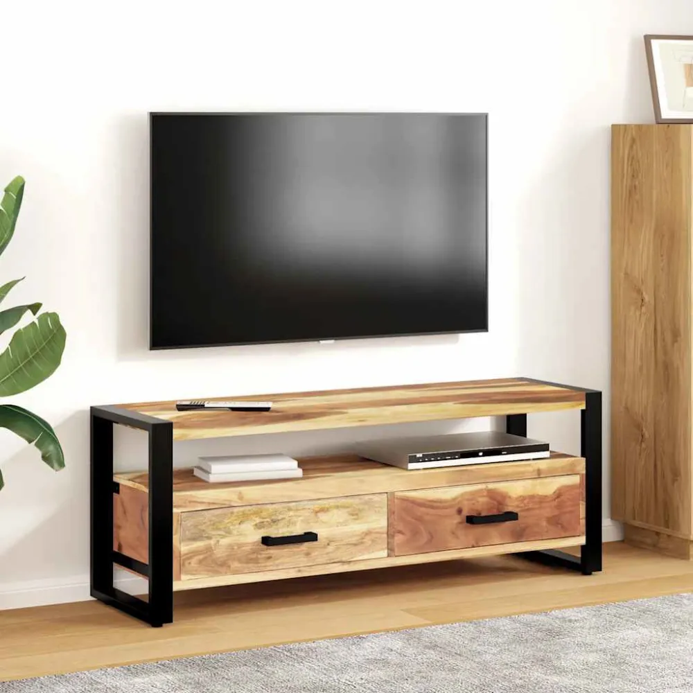 Móvel de TV 120x35x45 cm madeira maciç com acabamento mel