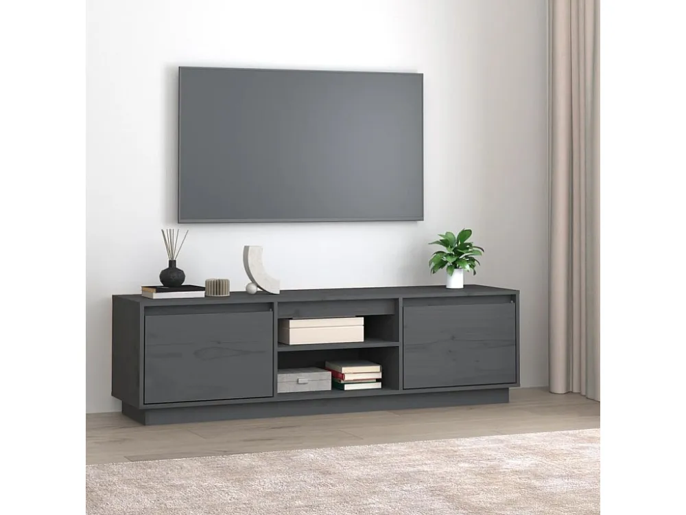 Móvel de TV 140x35x40 cm madeira de pinho maciç cinzento