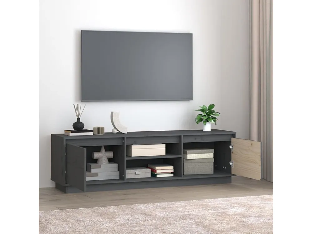 Móvel de TV 140x35x40 cm madeira de pinho maciç cinzento