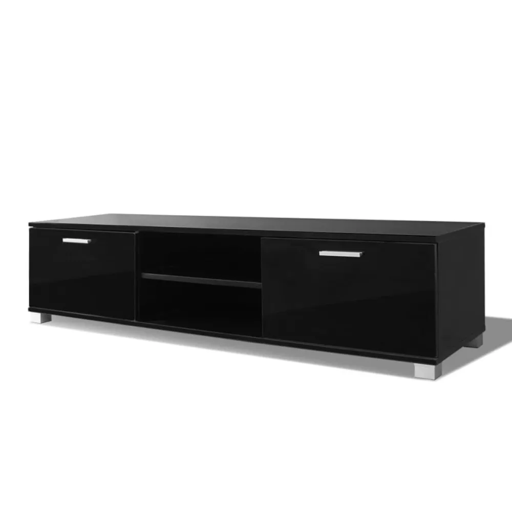 Móvel de TV 140x40,5x35 cm preto cintilante