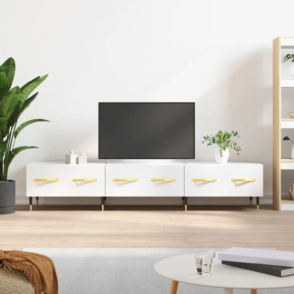 Móvel de TV 150x36x30 cm derivados de madeira branco cintilante