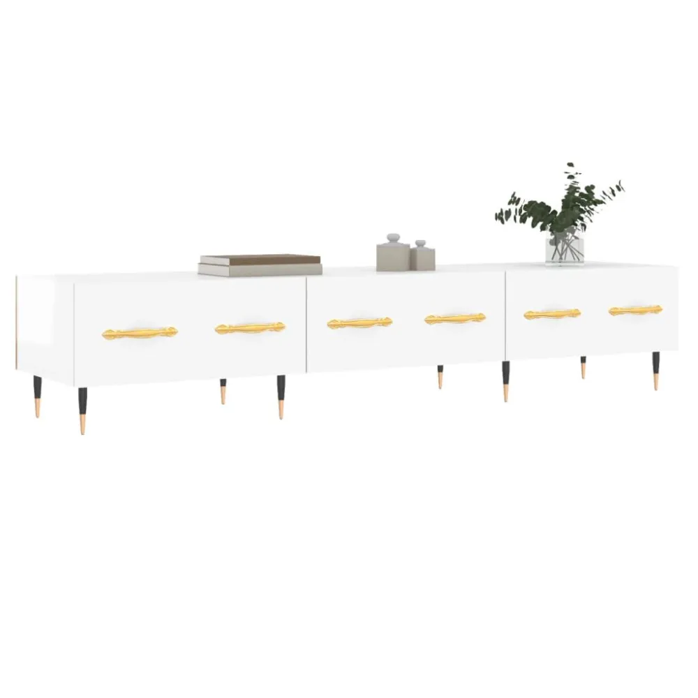 Móvel de TV 150x36x30 cm derivados de madeira branco cintilante