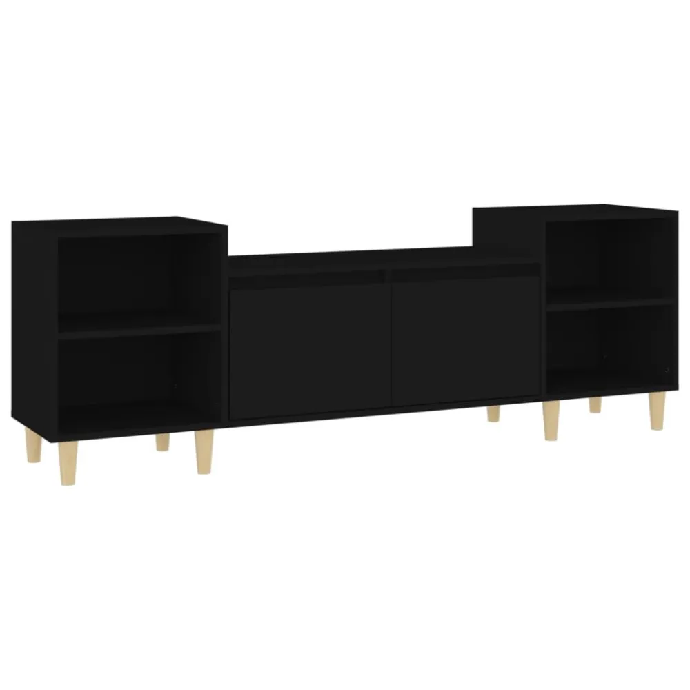 Móvel de TV 160x35x55 cm derivados de madeira preto