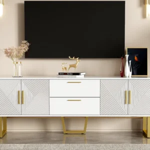 Móvel TV 170 cm - 2 gavetas e 4 compartimentos - estilo inovador - Branco