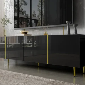 Móvel TV L 170cm - com 4 portas - MDF - Preto