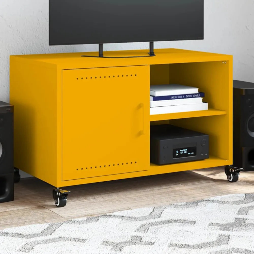 Móvel de TV 68x39x43,5 cm ço amarelo mostarda
