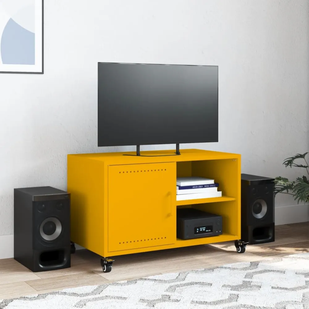 Móvel de TV 68x39x43,5 cm ço amarelo mostarda