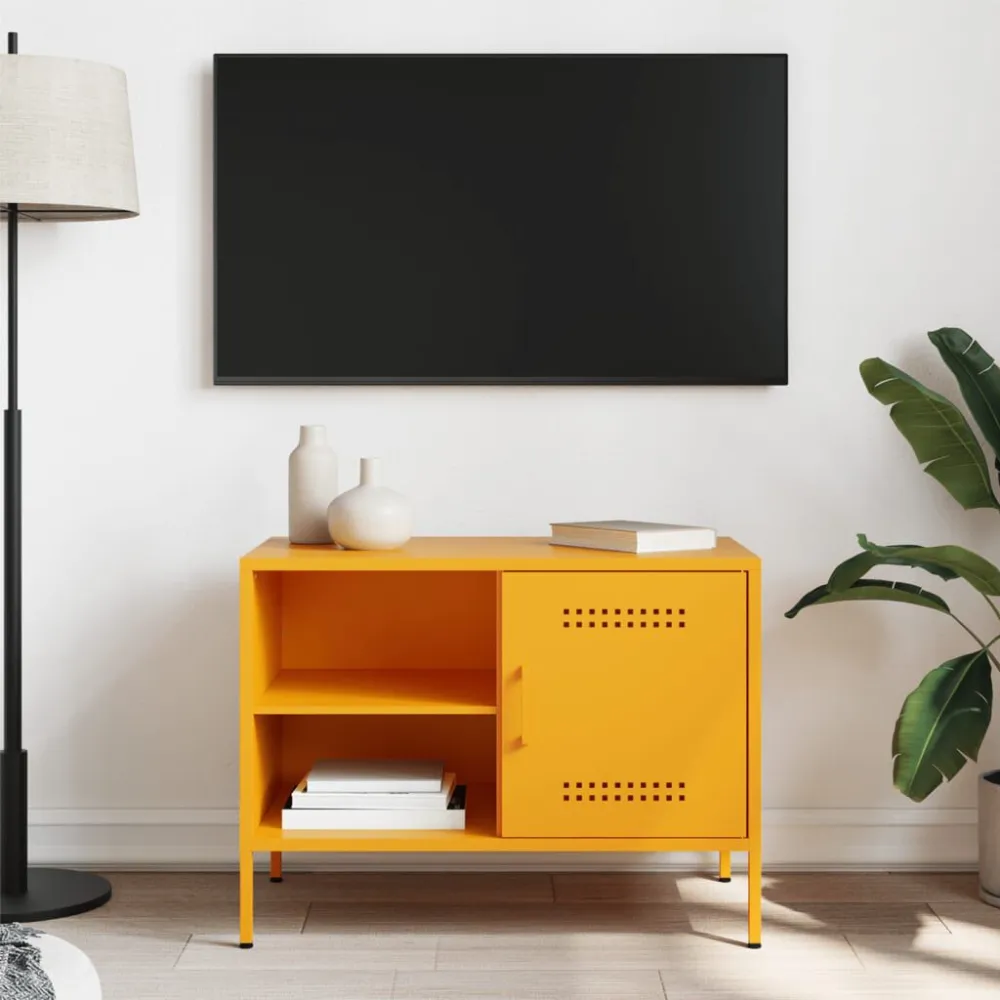 Móvel de TV 68x39x50,5 cm ço amarelo mostarda