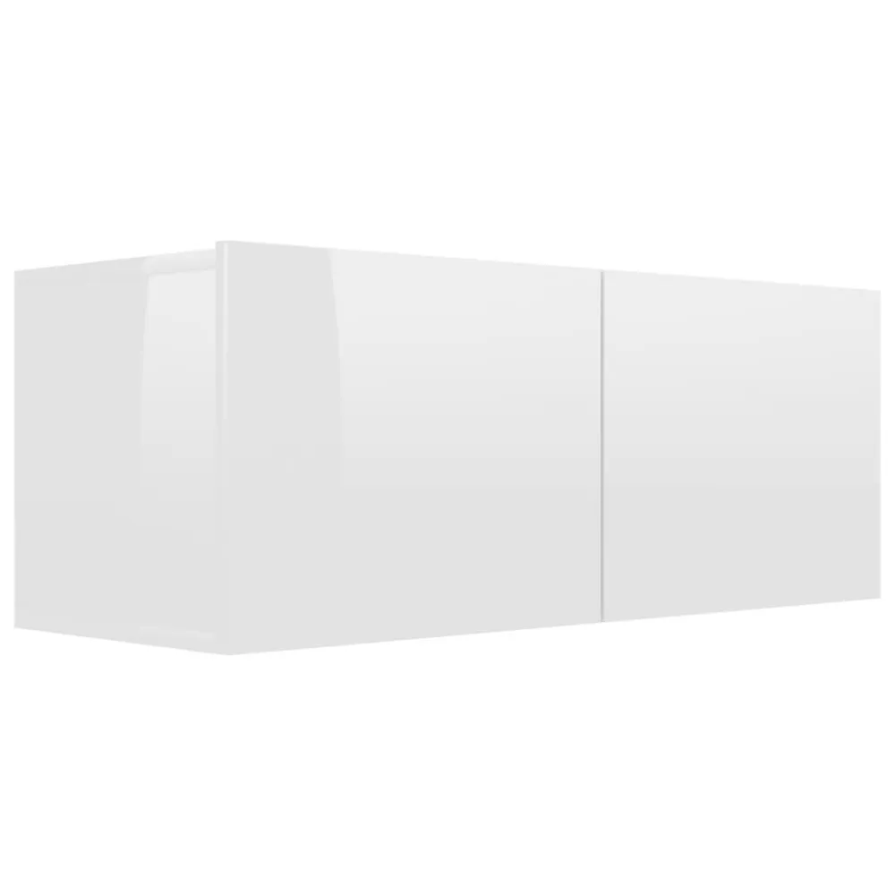 Móvel de TV 80x30x30 cm derivados de madeira branco resplandecente