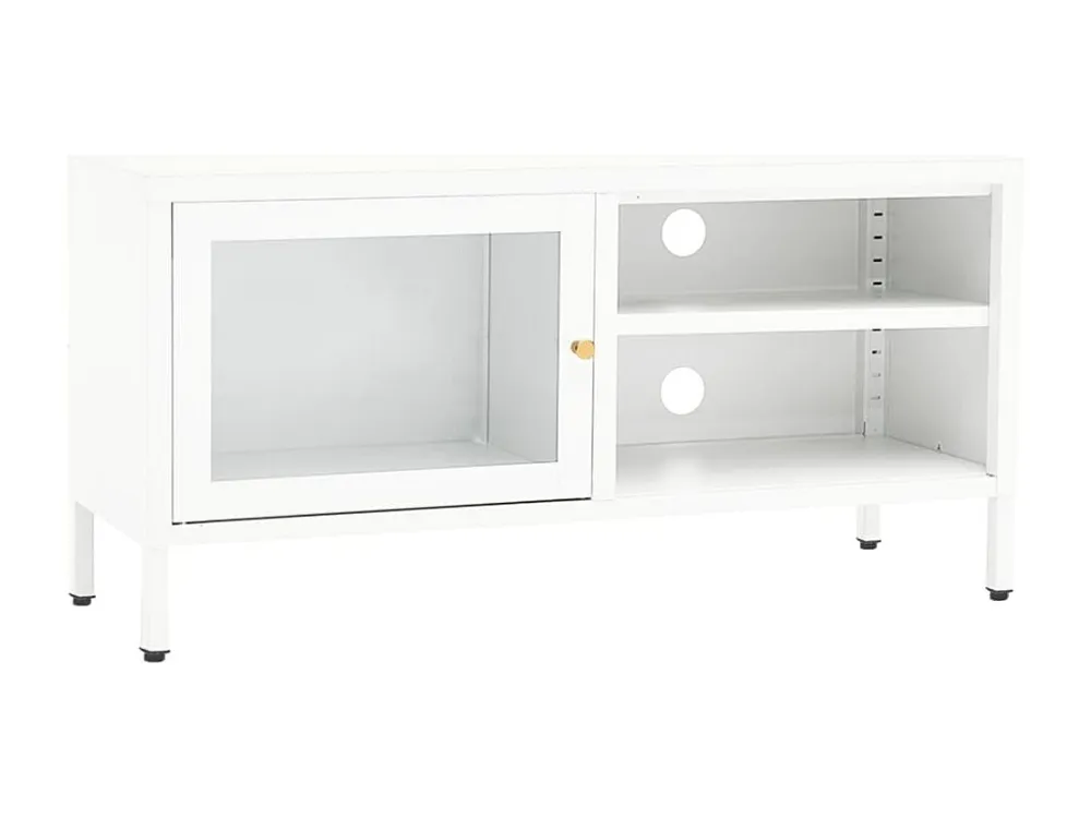 Móvel de TV 90x30x44 cm vidro e ço branco