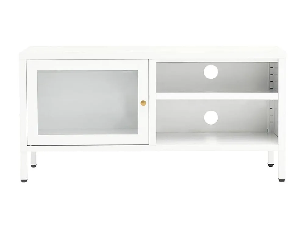 Móvel de TV 90x30x44 cm vidro e ço branco