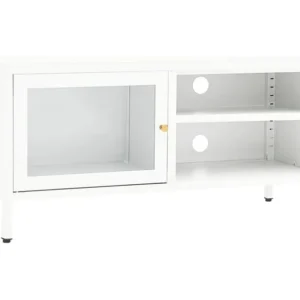 Móvel de TV 90x30x44 cm vidro e ço branco