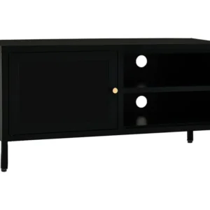 Móvel de TV 90x30x44 cm vidro e ço preto