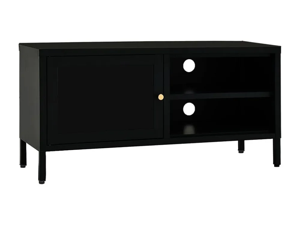 Móvel de TV 90x30x44 cm vidro e ço preto