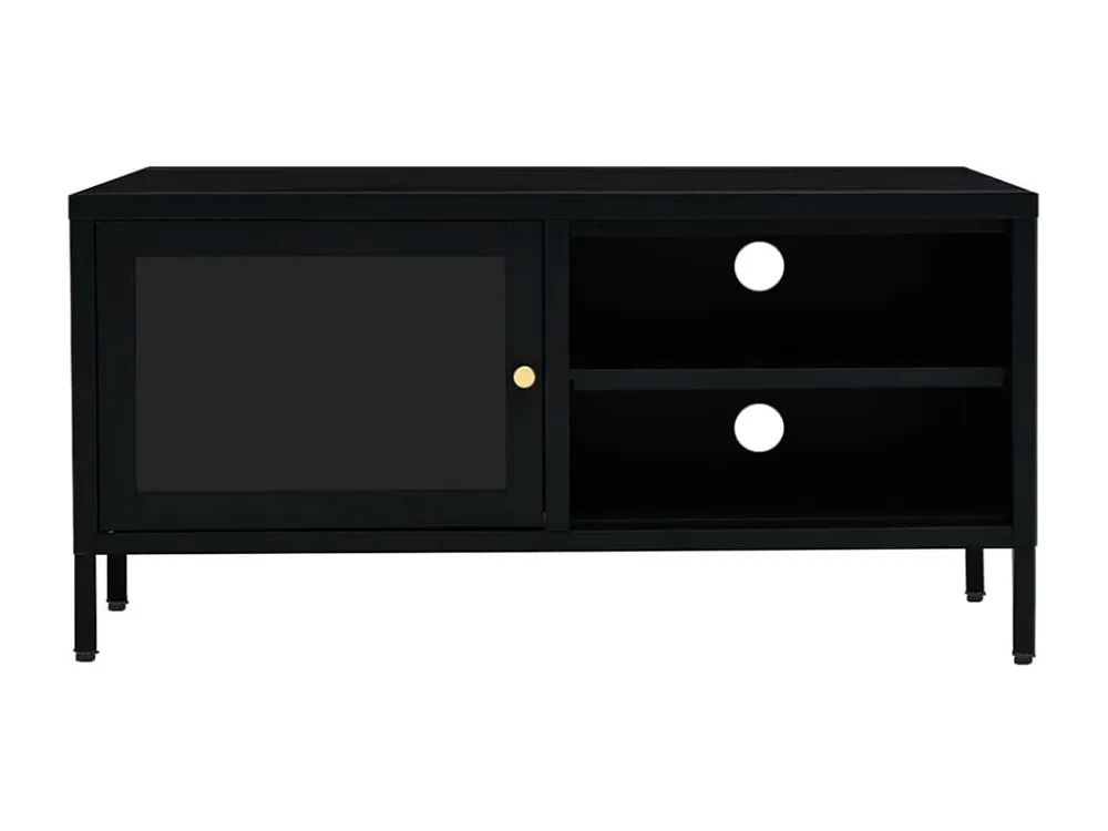 Móvel de TV 90x30x44 cm vidro e ço preto