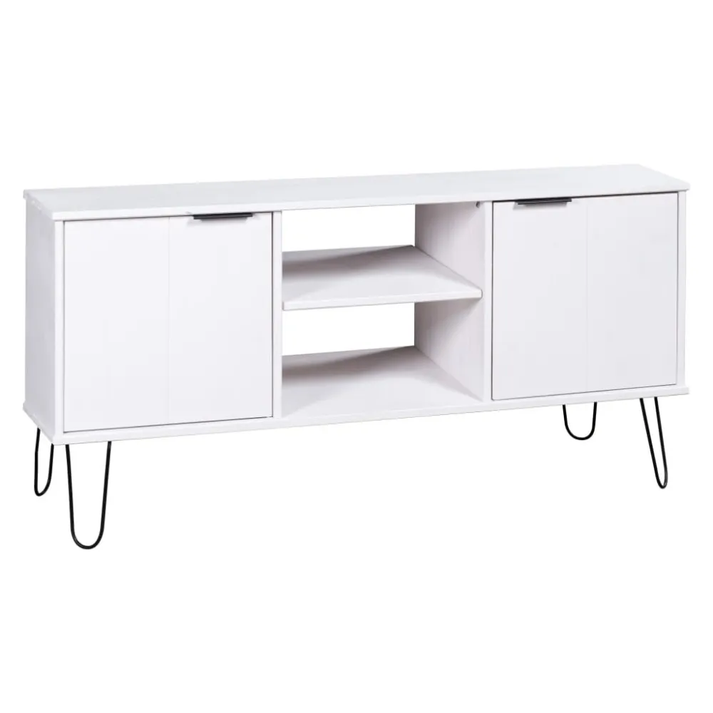 Móvel de TV Atual York madeira de pinho maciç branco com 3 Portas de Correr