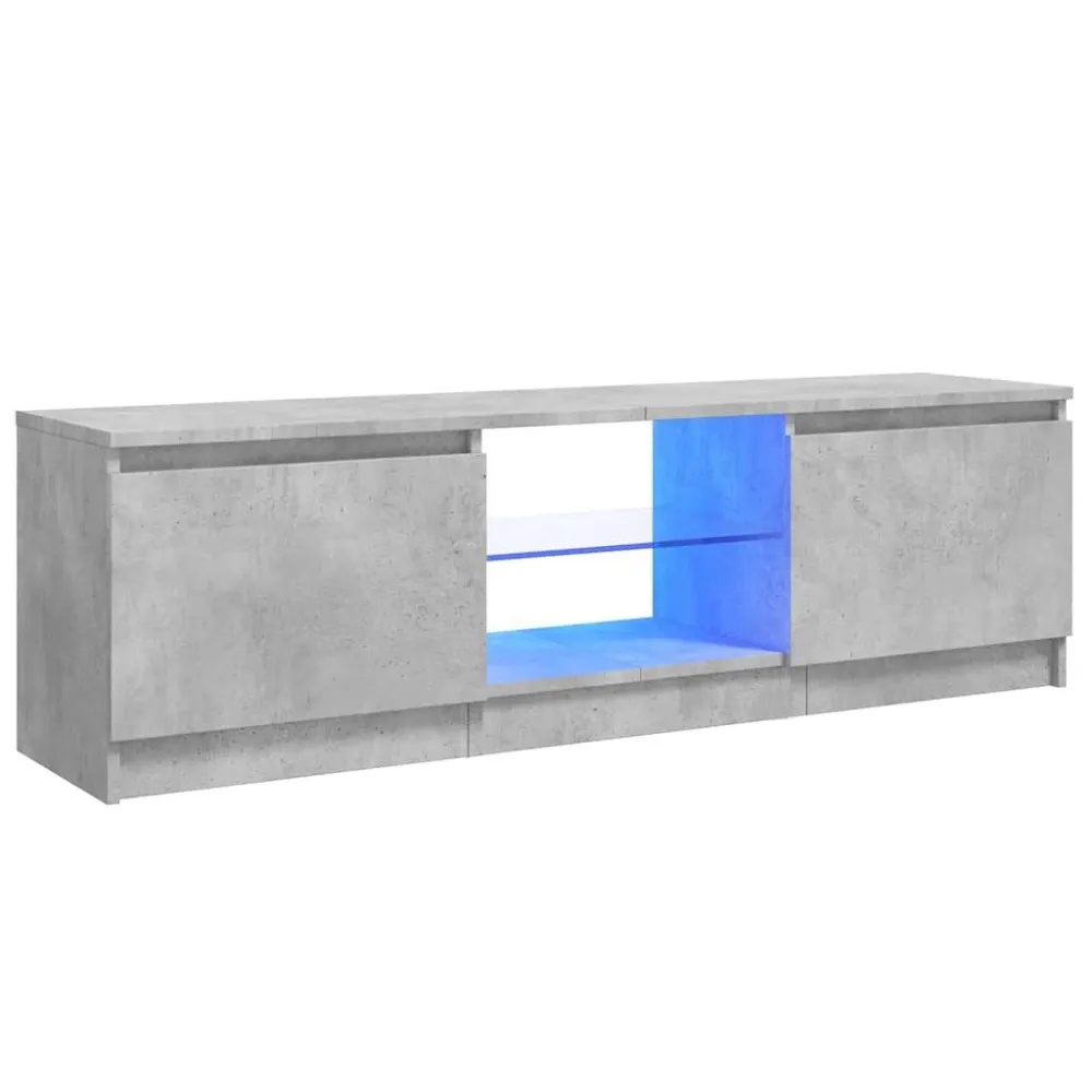 Móvel de TV com luzes LED 120x30x35,5 cm cinzento cimento