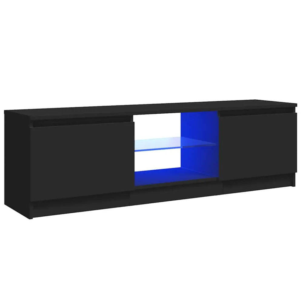 Móvel de TV com luzes LED 120x30x35,5 cm preto