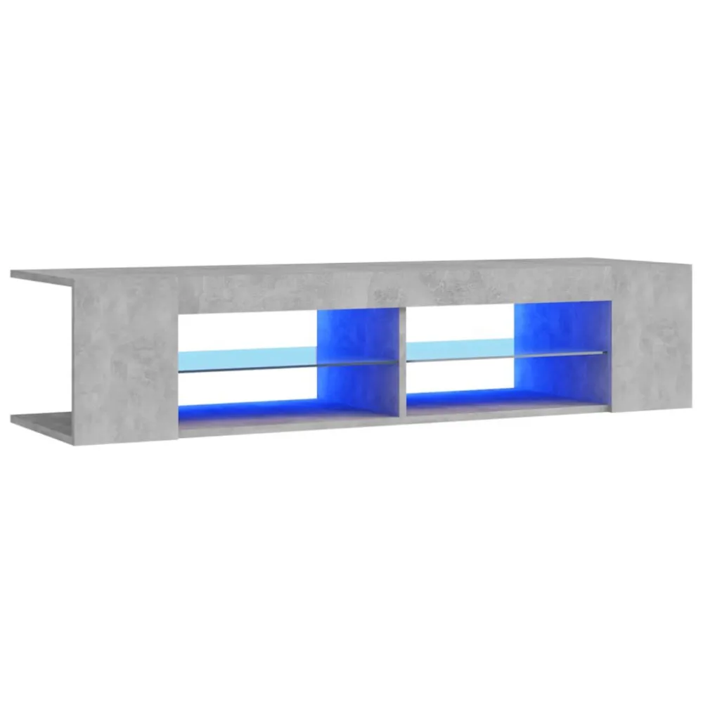 Móvel de TV com luzes LED 135x39x30 cm cinzento cimento