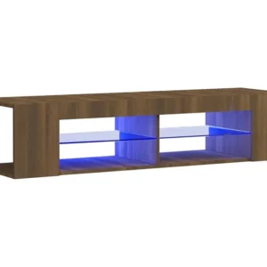 Móvel de TV com luzes LED 135x39x30 cm cor carvalho castanho