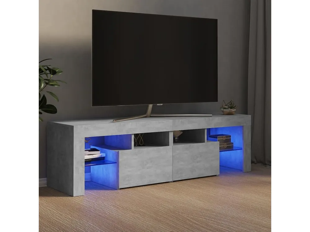 Móvel de TV com luzes LED 140x36,5x40 cm cinzento cimento