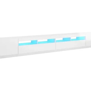 Móvel de TV com luzes LED 300x35x40 cm branco luminoso