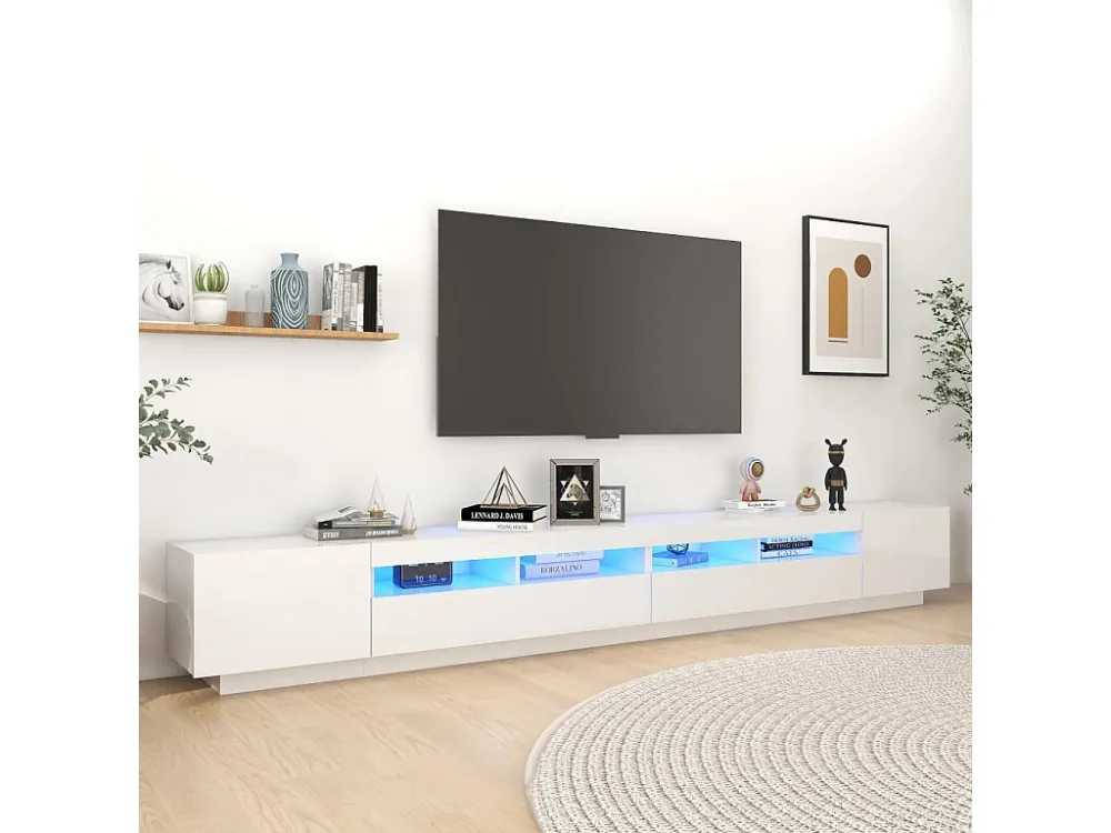 Móvel de TV com luzes LED 300x35x40 cm branco luminoso