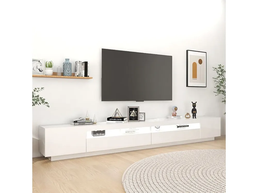 Móvel de TV com luzes LED 300x35x40 cm branco luminoso