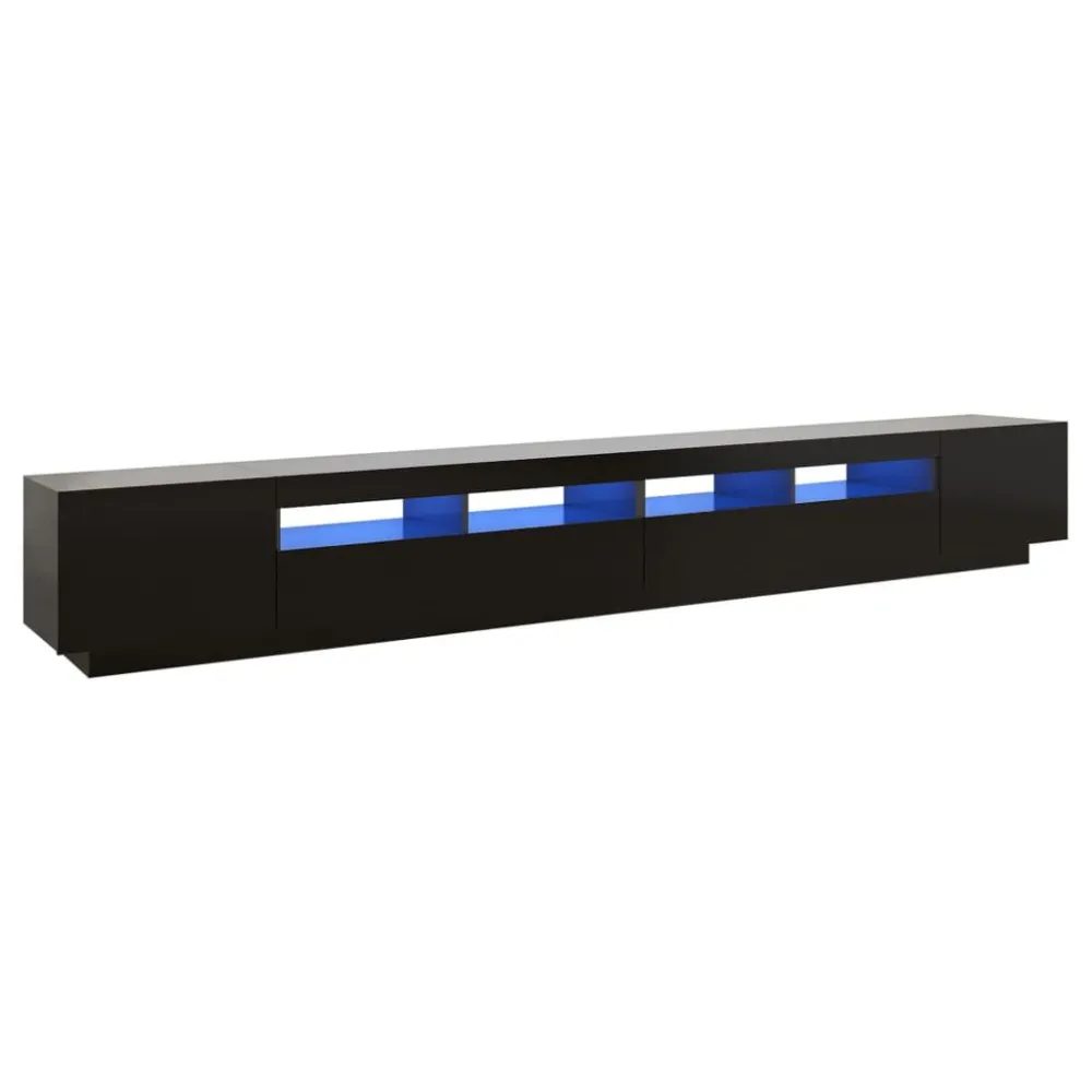 Móvel de TV com luzes LED 300x35x40 cm preto