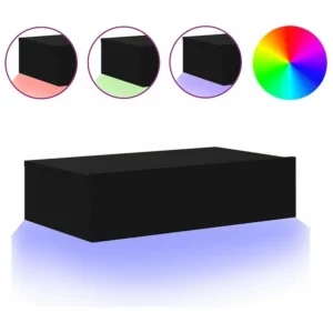 Móvel de TV com luzes LED 60x35x15,5 cm preto