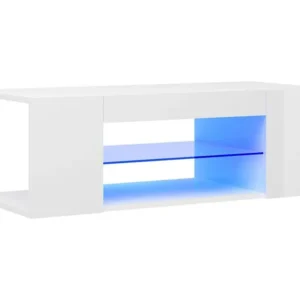 Móvel de TV com luzes LED 90x39x30 cm branco resplandecente