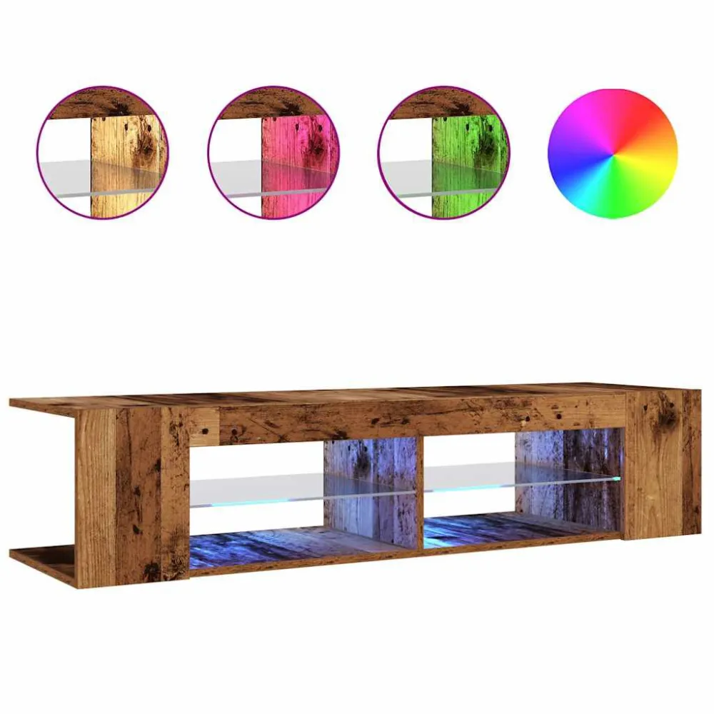 Móvel de TV com luzes LED derivados de madeira madeira velha