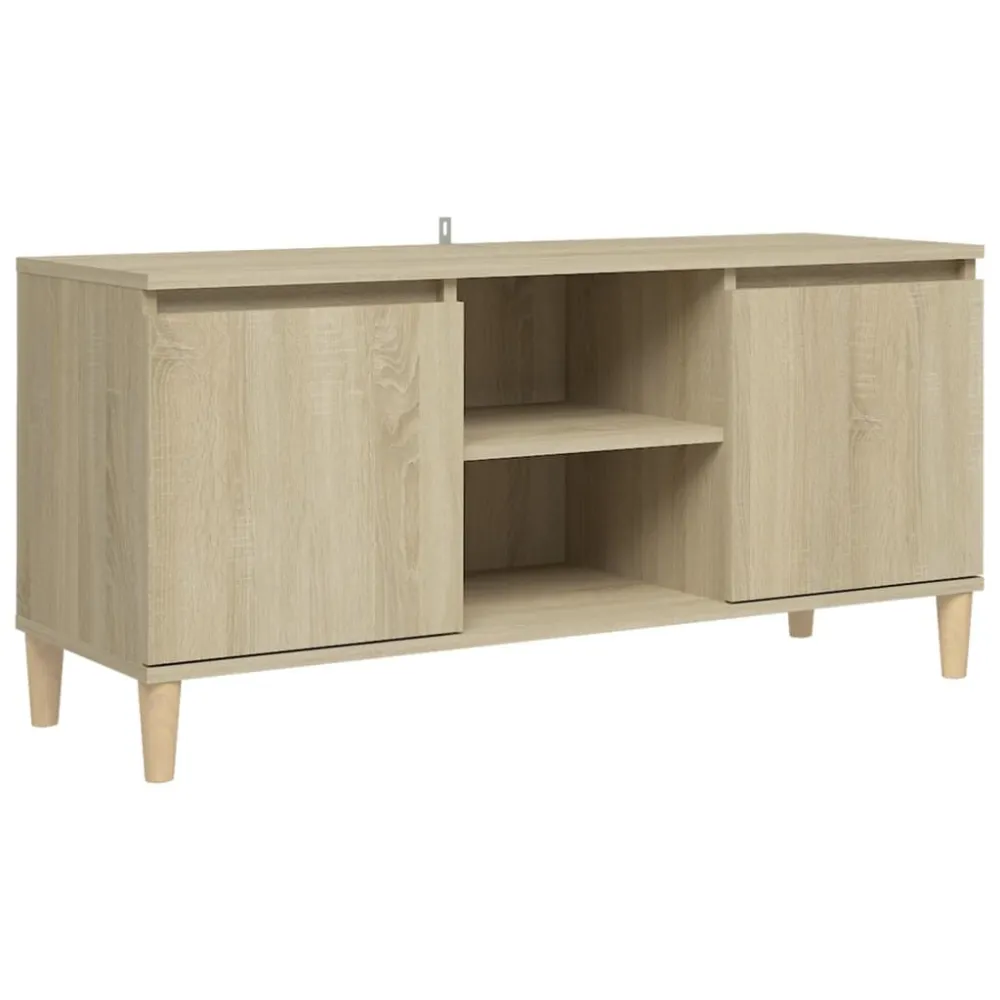 Móvel de TV com pernas de madeira 103,5x35x50 cm carvalho sonoma