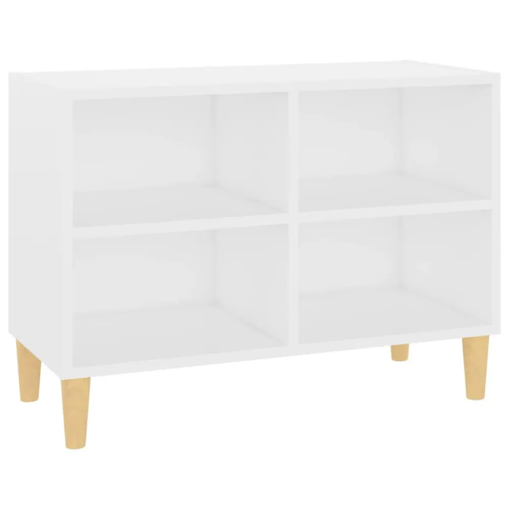 Móvel de TV com pernas em madeira maciç 69,5x30x50 cm branco com Garantia de 2 Anos